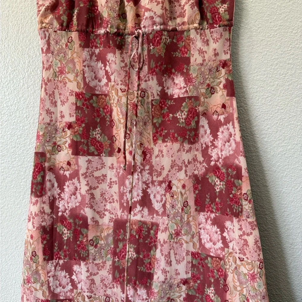 Vintage ARAMA Pink Floral Patchwork Slip Dress Lace Strap Cottagecore Size Small - Picture 6 of 12